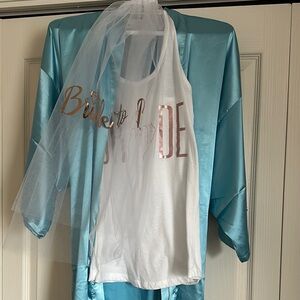 Bride set, bride to be set, robe, tank, veil